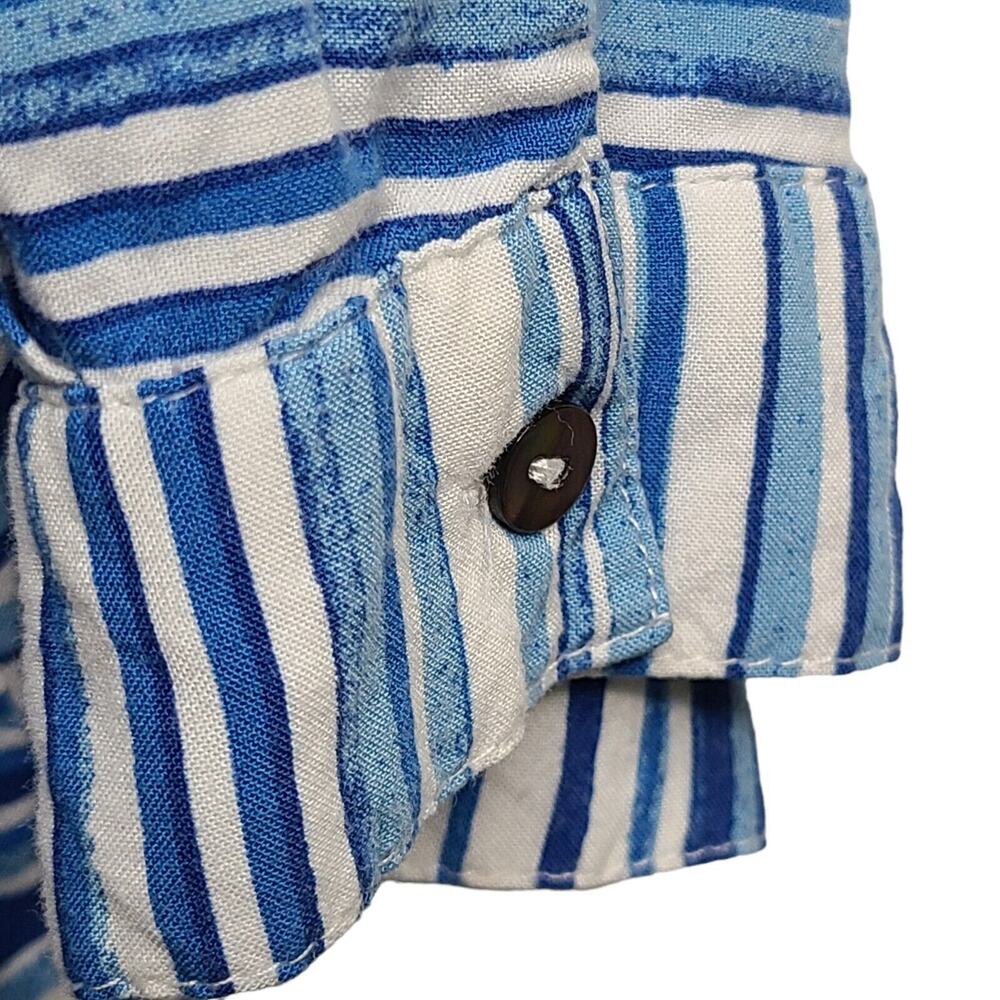 Woman Within Womens Plus‎ 4X 34/36 Blue Striped Top Blouse V-Neck Beach Summer - Picture 5 of 9